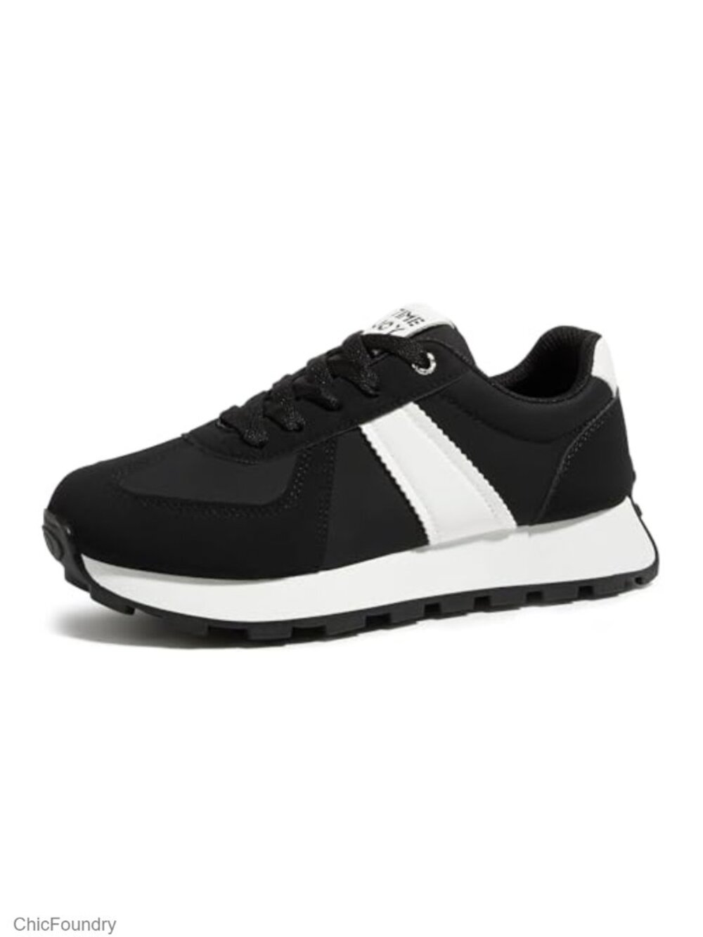 Wide Fit Vintage-Inspired Platform Sneakers, Breathable Oxford Fabric & PU,